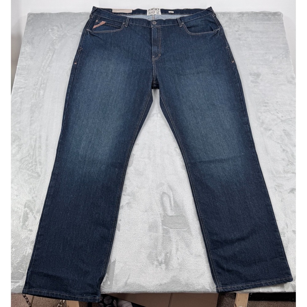 New Ariat M4 Relaxed Boot Cut Mens 44x34 Dark Blue Stretch Durable Denim